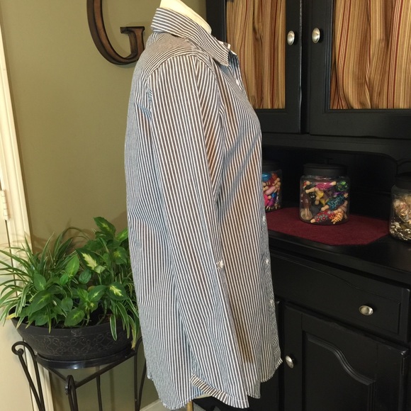 Additions by Chico Gray/White Stripe Shirt XS - Picture 3 of 6